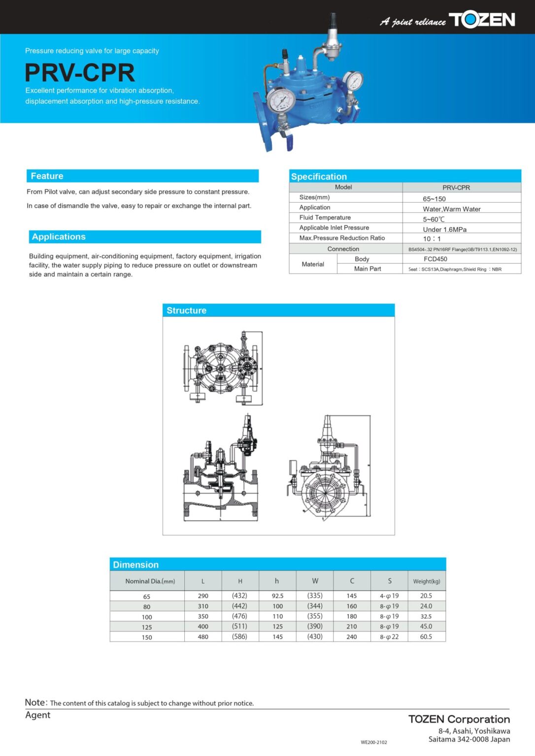 FLANGED PRESSURE REDUCING VALVE